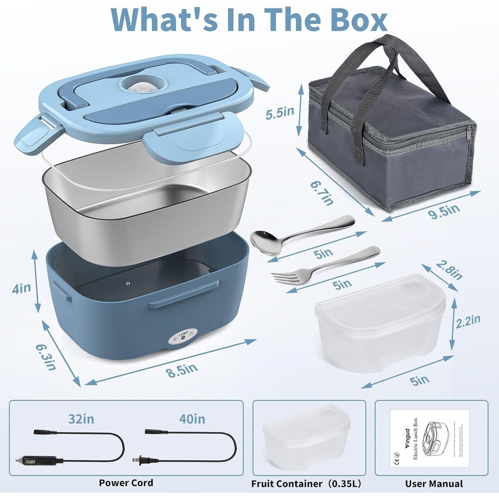 Electric Lunch Box for Adults 80W with Temperature Display Heated Lunch Box Food - Picture 4 of 4